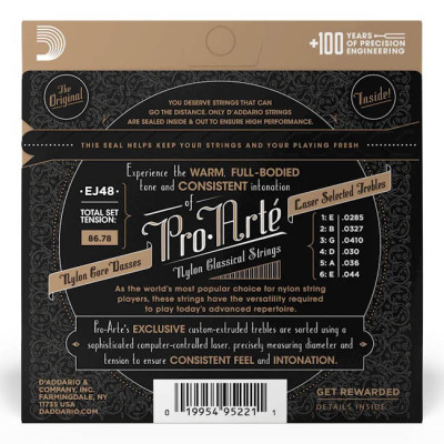 D'ADDARIO EJ48 PRO-ARTE 80/20 BRONZE WOUND HARD TENSION струни для класичної гітари